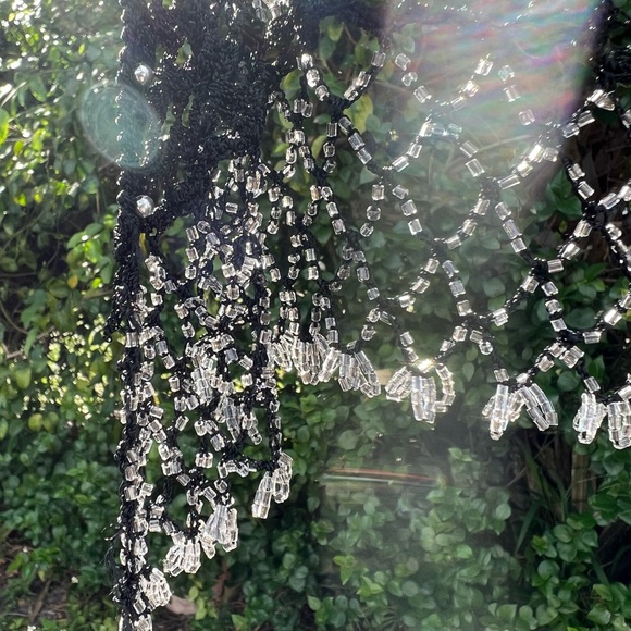 BEADED KNIT BLACK SHAWL - Picture 8 of 14